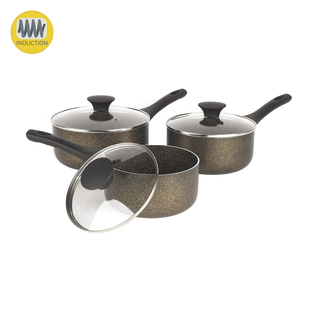 Dale Leisure Russell Hobbs Crystaltech Pressed 3 Piece Saucepan Set